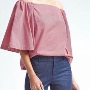 NWOT BANANA REPUBLIC GINGHAM OFF SHOULDER BLOUSE